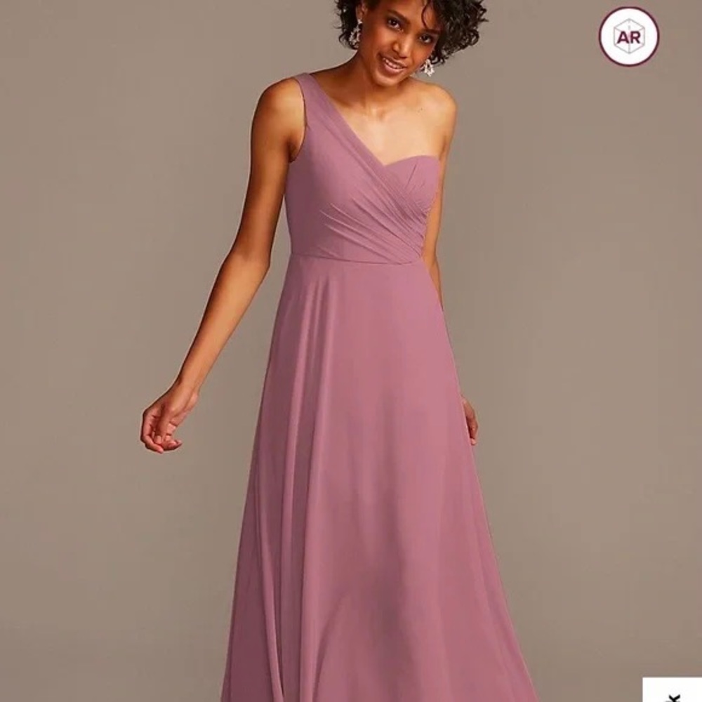 David’s Bridal One-Shoulder Full Skirt Quartz Bridesmaid Dress Sz 4